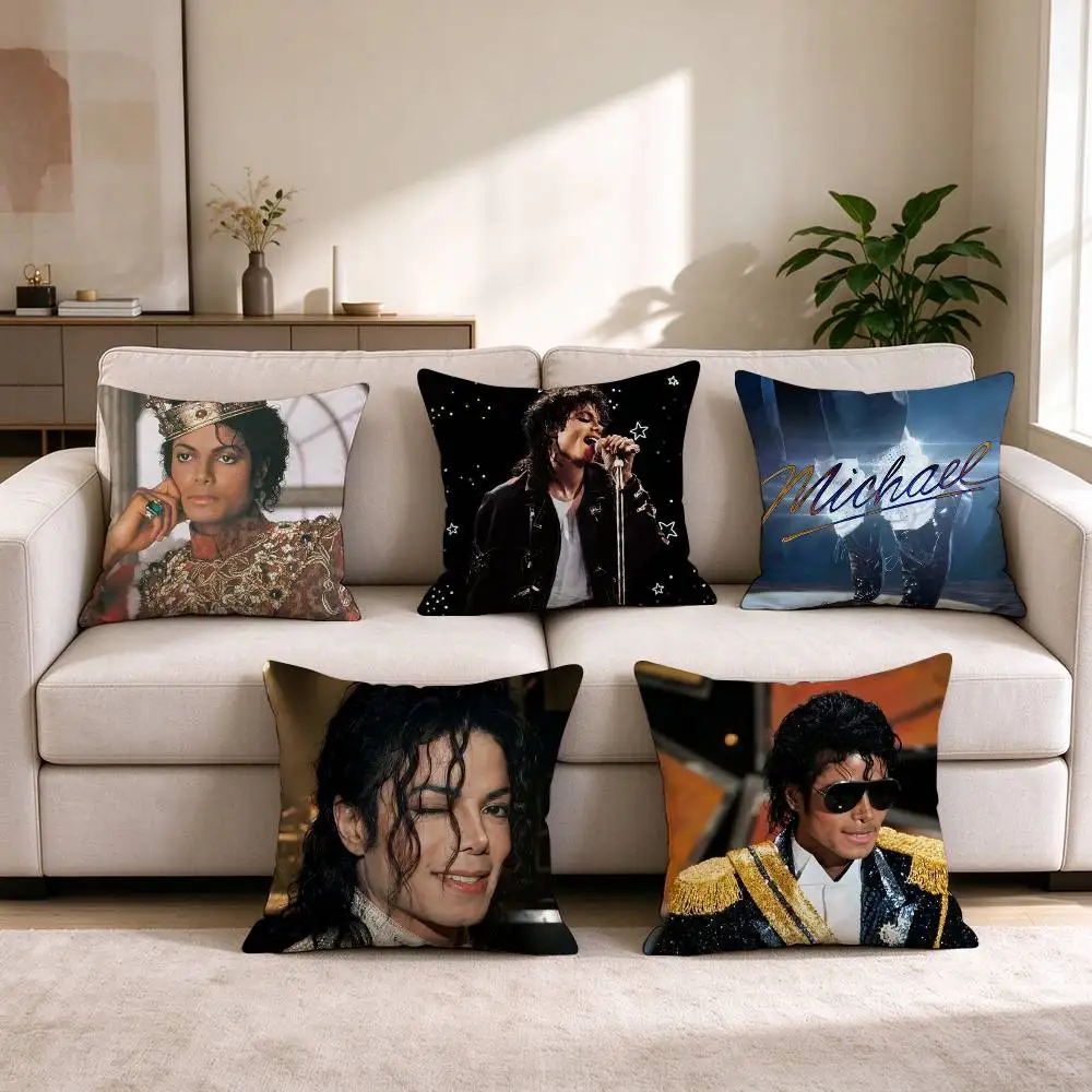 M-Michael Jackson Pop King  Square Double-Sided printed Pillow Case Bedroom Bedside Pillow Sofa Cushion Cover