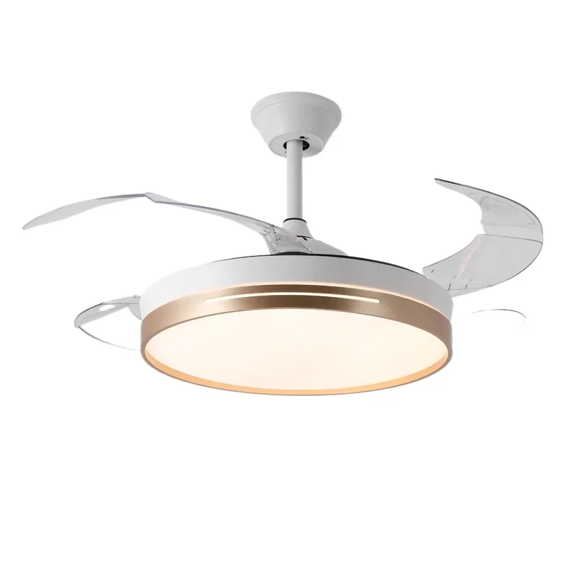 

Modern 42 Retractable Chandelier Ceiling Fan Round Dimmable Light Emitting Diode Ceiling Fan with Light and Living Room
