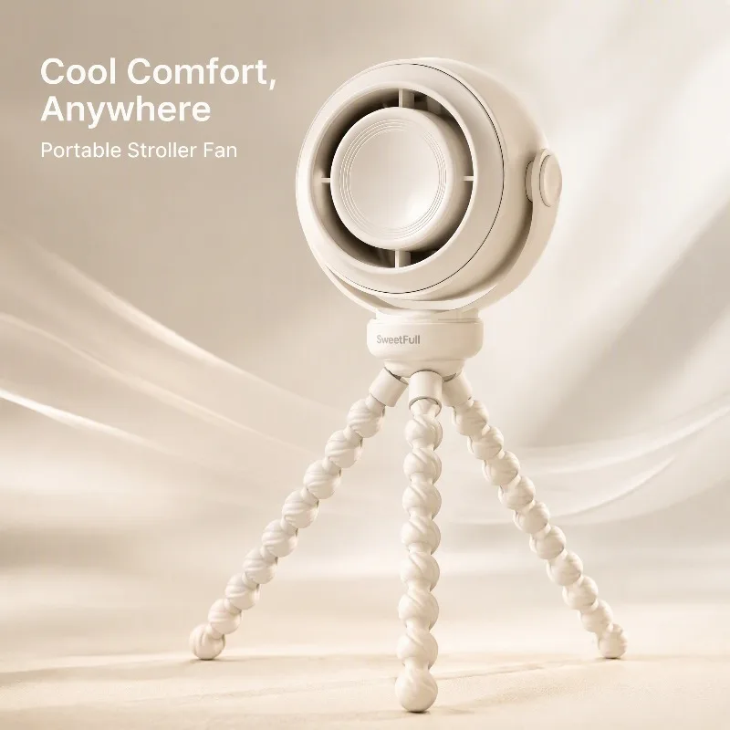 Portable Stroller Fan with LED Display,Pinch-Proof Baby Fan ,5-Speed USB-C Rechargeable Mini Clip on Fan for Car Seat & Bed
