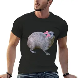 Rock hyrax wearing bow T-Shirt oversized blacks summer tops hippie clothes men clothes