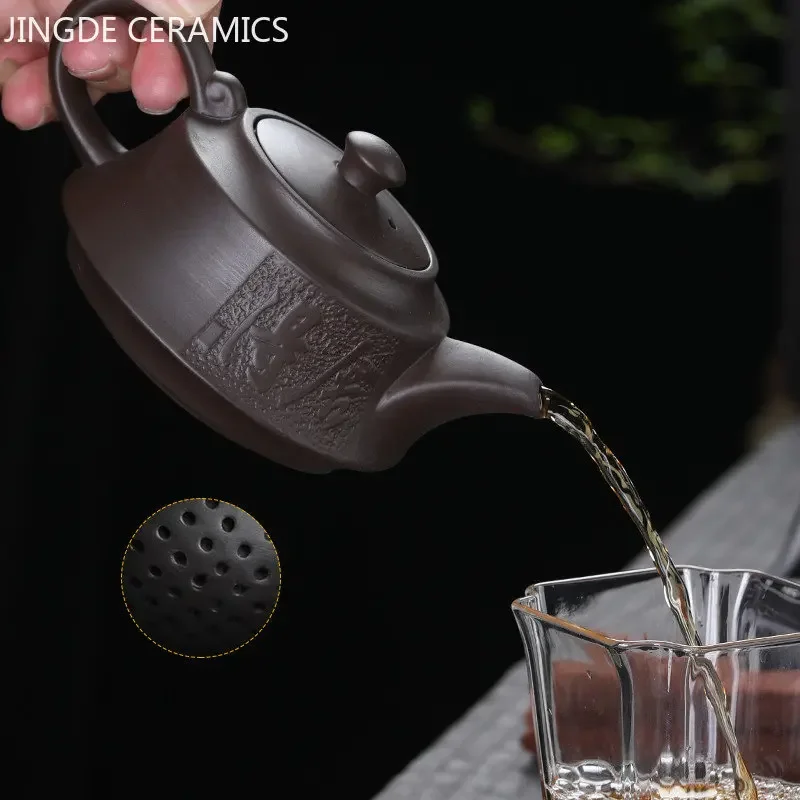 Tradition Yixing Purple Clay Tea Pot Raw Ore Black Mud Ball Hole Filter Kettle Chinese Zisha Tea Set Customized Beauty Teapot