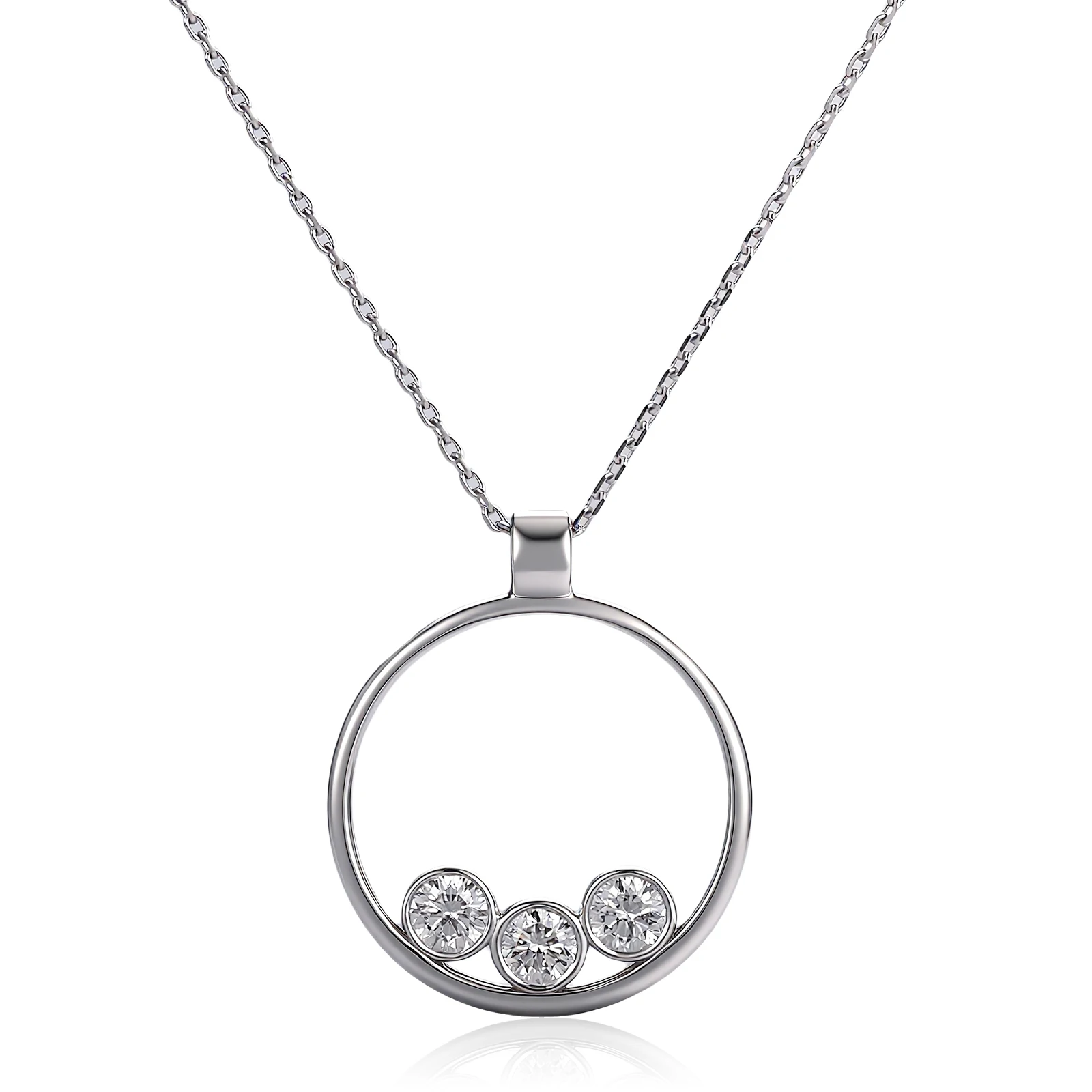 

Provence 18K Moissanite Pendant for Women AU750 Solid Gold Circle Pendants for Mom Thress Stone DIY Custom Necklace