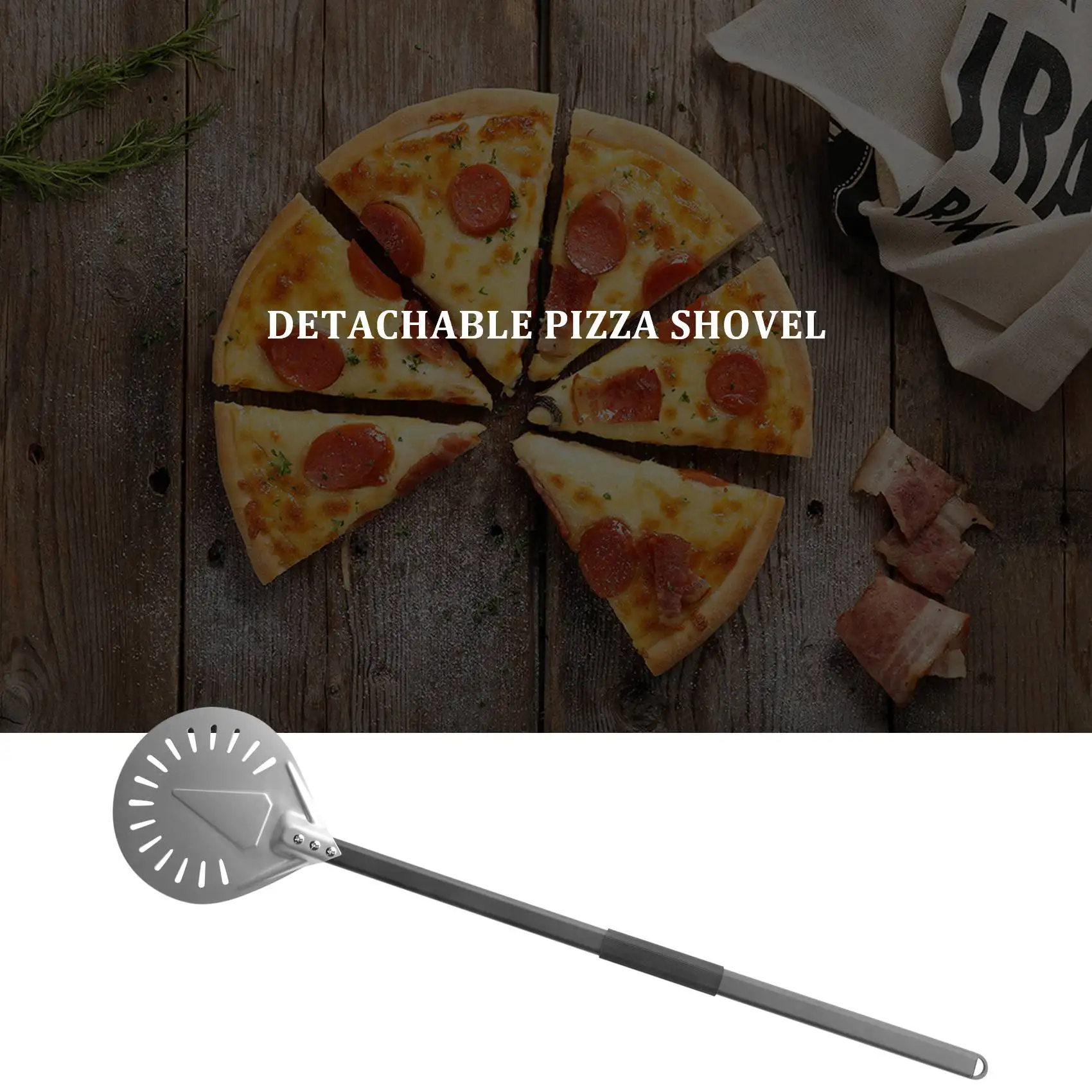Premium-Long Handle 9 Inch Perforated Removable Pizza Turning Peel Pizza Shovel Aluminum Pizza Peel Paddle Peel