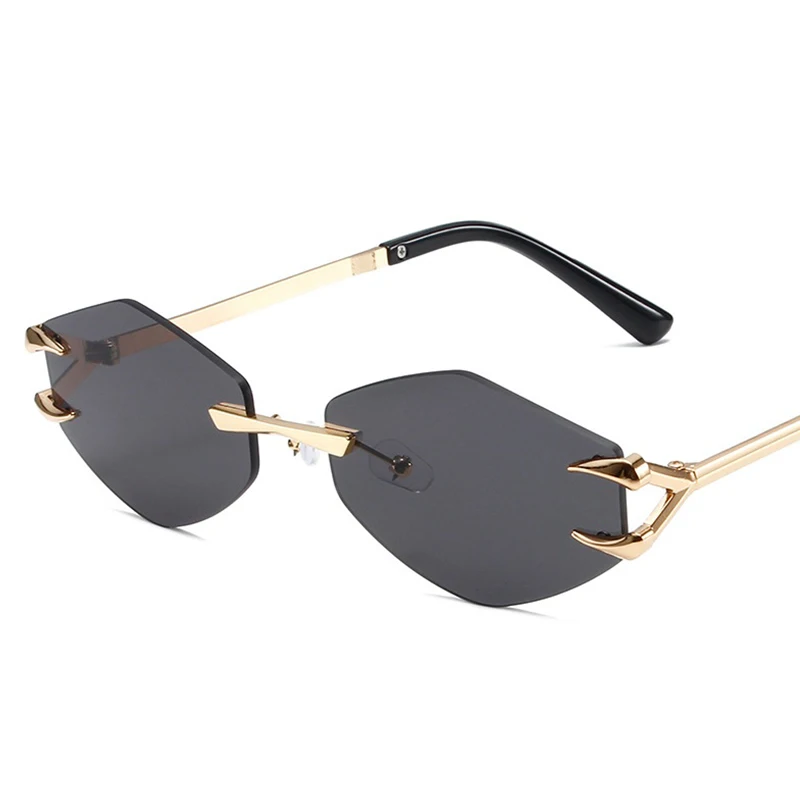 Retro Polygonal Sunglasses for Women Fashion Rimless Irregular Square Ladies Sun glasses Shades Retro Alloy Eyewear