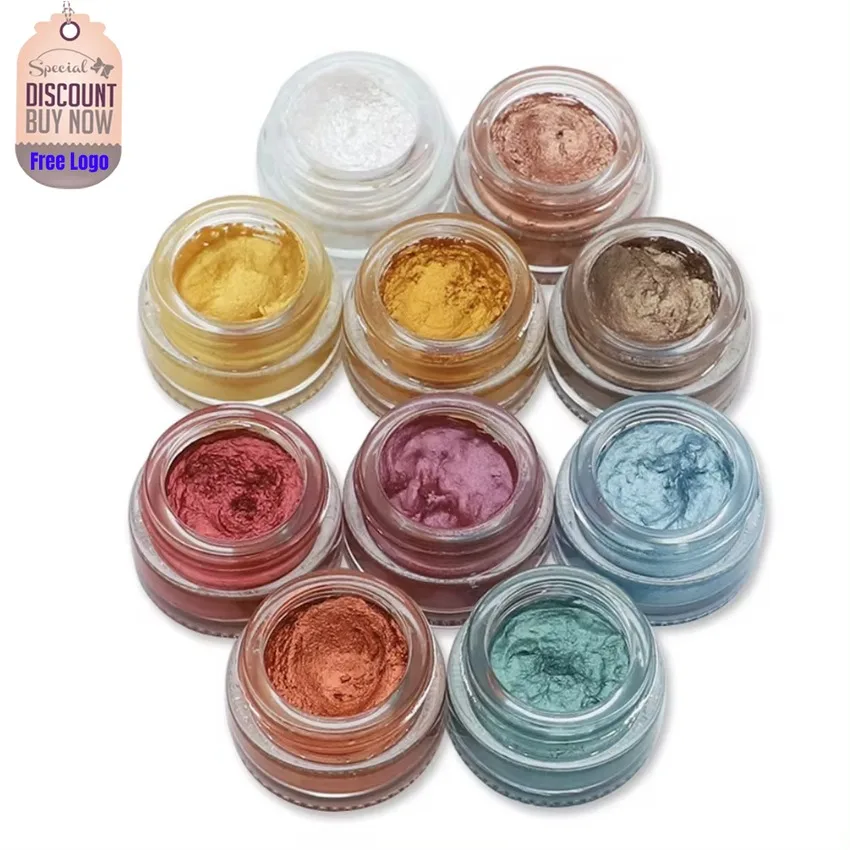 Custom 10 Colors Easy To Smudge Shiny Eyeshadow Primer Glitter Long Lasting Makeup Private Label Bulk