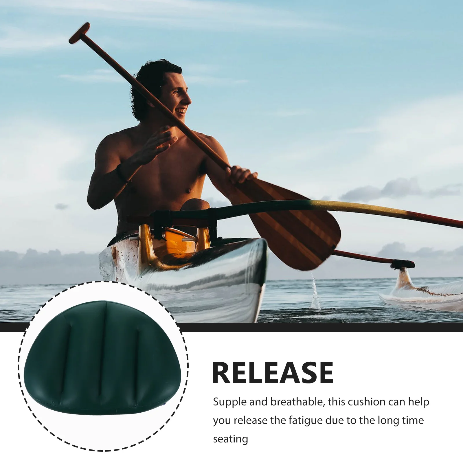 

Water Rafting Inflatable Seat Cushion For Kayak Fishing Boating Compact Lightweight Breathable Cushion Camping