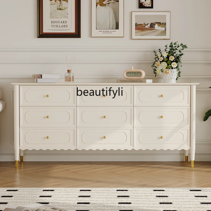 

French Cream Style Nine-Drawer Cabinet Living Room Bedroom Bed Front Cabinet Storage Wall Storage Cabinet