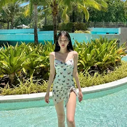 Push Up One Piece Swimsuit Female 2025 Korean Swimwear Women Bathing Suits Cover Ups Summer Beach Wear Butterfly Print Monokini