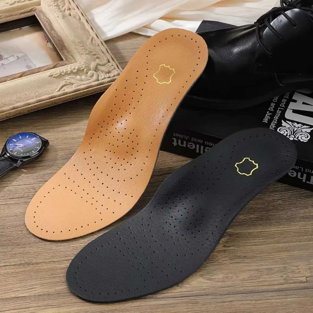 Breathable Arch Support Insoles Leather Anti-Odor Orthotic Insoles Absorb Sweat Improve Flat Feet and Collapsed Arch Shoe Pads
