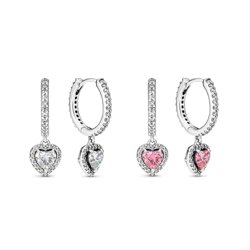 

Изысканные серьги из стерлингового серебра 925 пробы с цветным цирконом в форме сердца, подходят для очаровательных ювелирных подарков для девочек