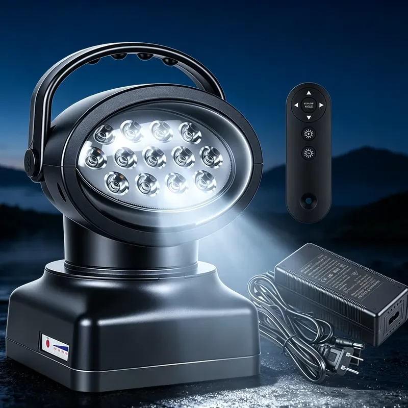 New 7 Inch 50W Rechargeable LED Spotlight Wireless Remote Control 12V IP66 Waterproof Strobe Steady Modes Strong Magnetic