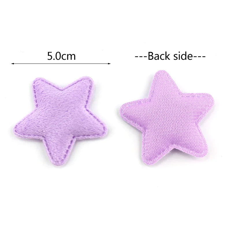 50Pcs 5.0cm Plush Star Furry Pentagram Padded Appliques For DIY Headwear Hairpin Crafts Decoration Clothing Accessories