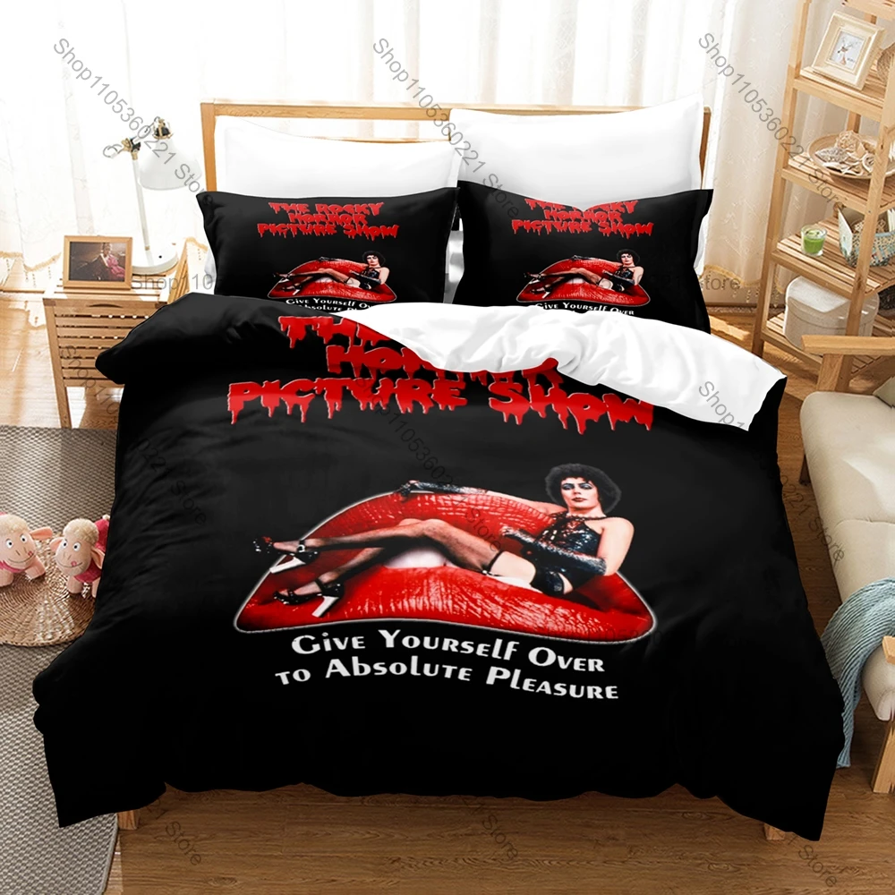 Vintage 1975 Midnight Musical RHPS Full Printed 3PCS Bedding Duvet Cover + 2 Pillowcases Horror Fan Dorm Home Decoration