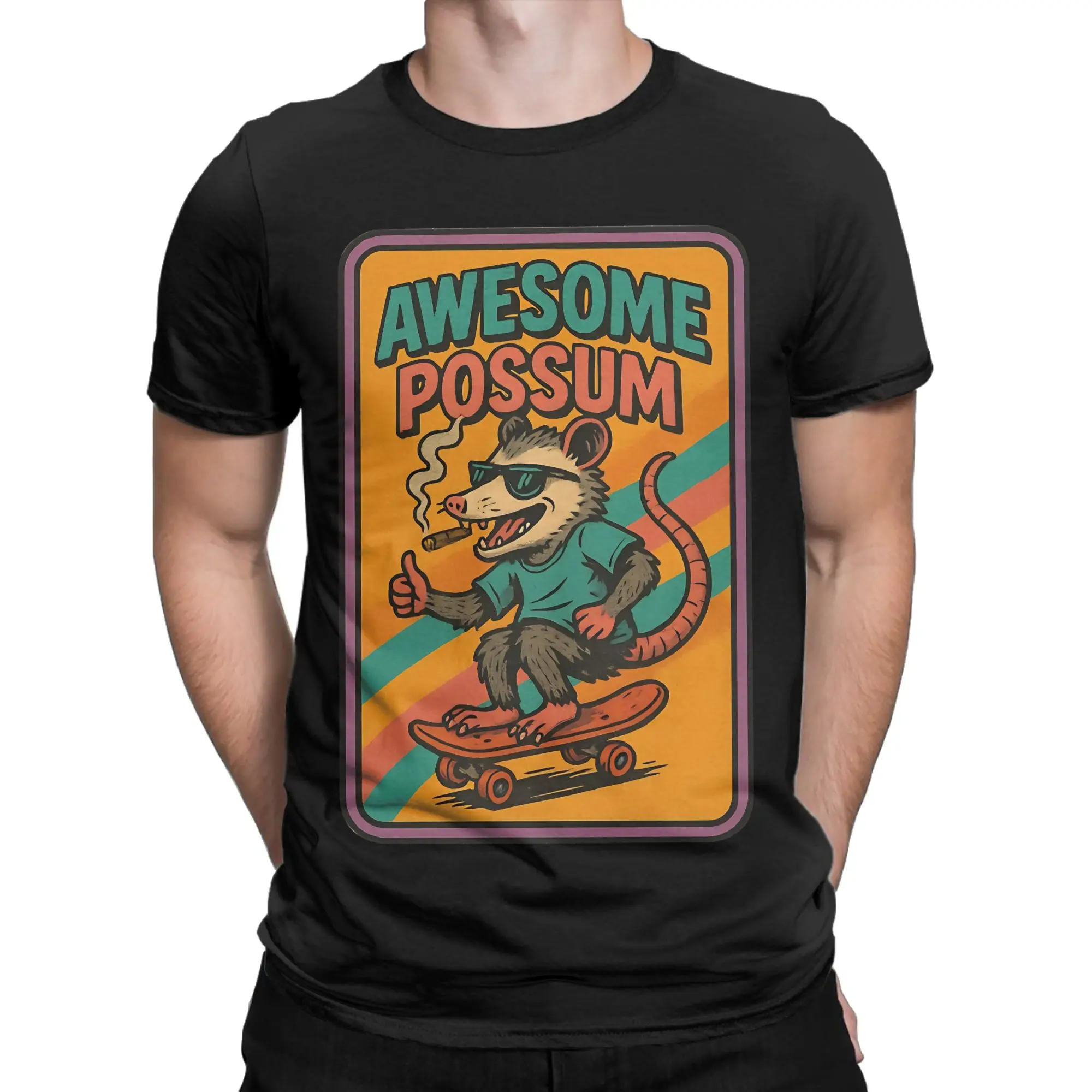 Awesome Possum Oversized Novelty 100% Cotton T-Shirt Possum Tops Tees For Men