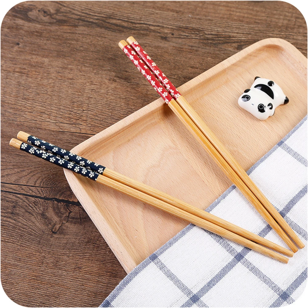 

5 Pairs 23.7x0.6x0.6cm Wood Chopsticks Set Japanese Style Reusable Easy Use Finely Polished Smooth Household Gift Natural