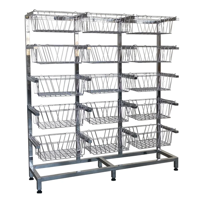 MN-SUS151 304 Thick Stainless Steel Storage Rack with Mesh Basket for Operating Room