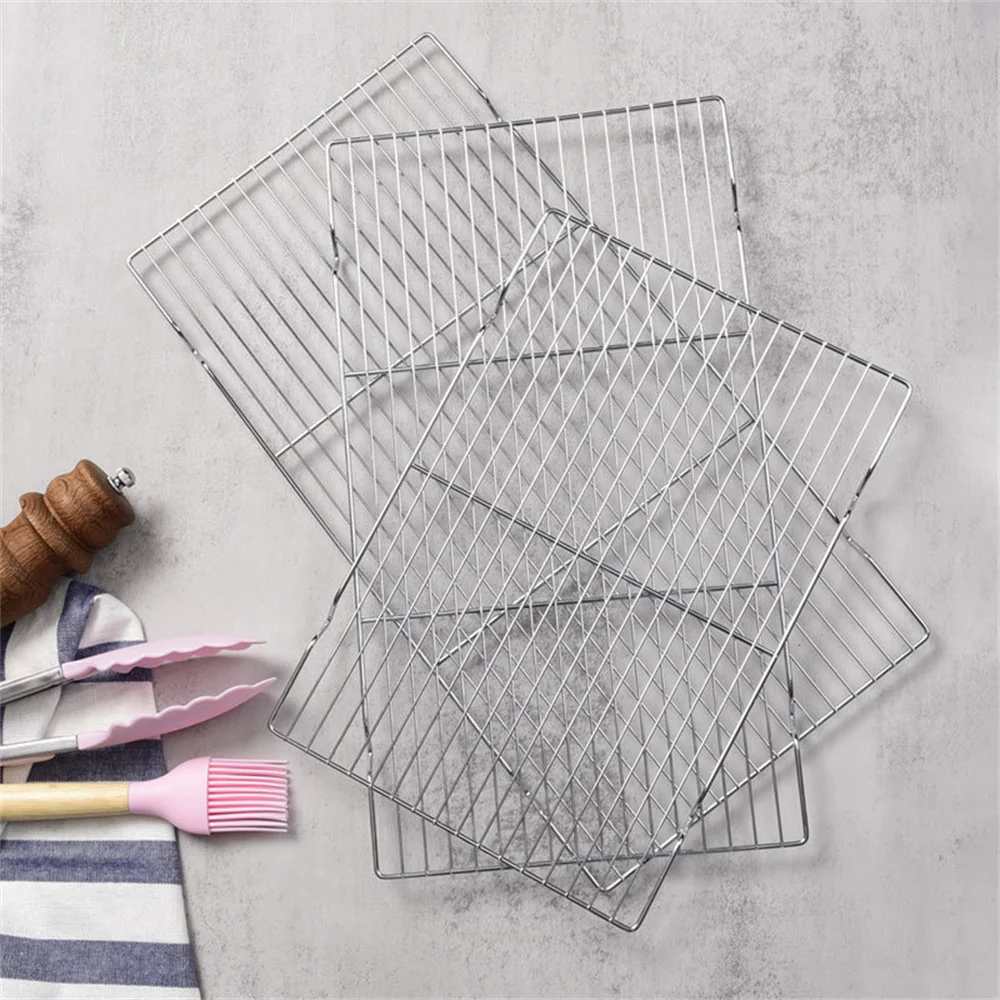 Barbekü ızgara kafesleri ızgara yuvarlak köşeler tasarım pas geçirmez sağlam güçlü taşıma kapasitesi mutfak gereçleri pişirme tepsisi buruşuk ayaklar