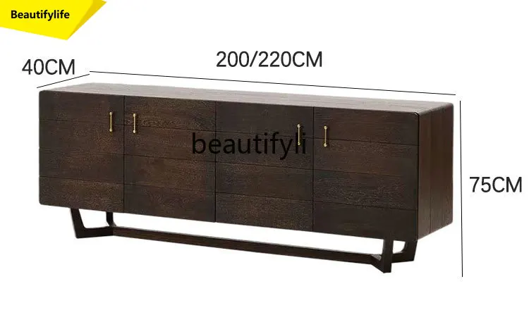 

Nordic TV Cabinet Modern Minimalist Living Room Storage Cabinet Designer Decorative Cabinet Solid Wood Vintage Sideboard K185