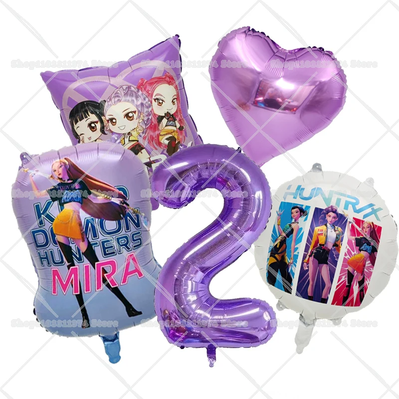 Anime-Figur Geburtstagsparty-Dekoration Zahlenballons-Set Mädchen Jungen Party-Geschenke Runde Herzform-Ballons Heim-Deko Requisiten