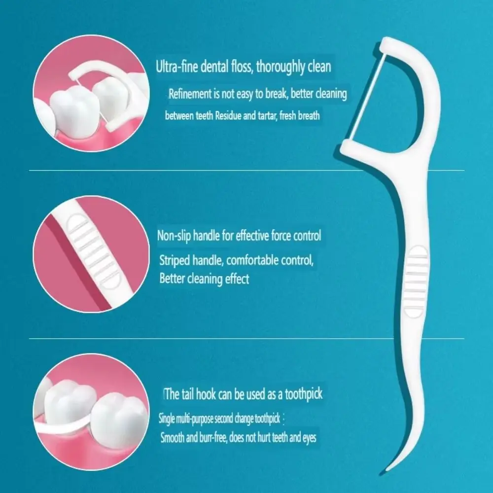 

1000Pcs Ultra-Fine Disposable Dental Floss Tooth Cleaning Oral Hygiene Care Dental Floss Stick Ultra-fine Anti-slip Handle