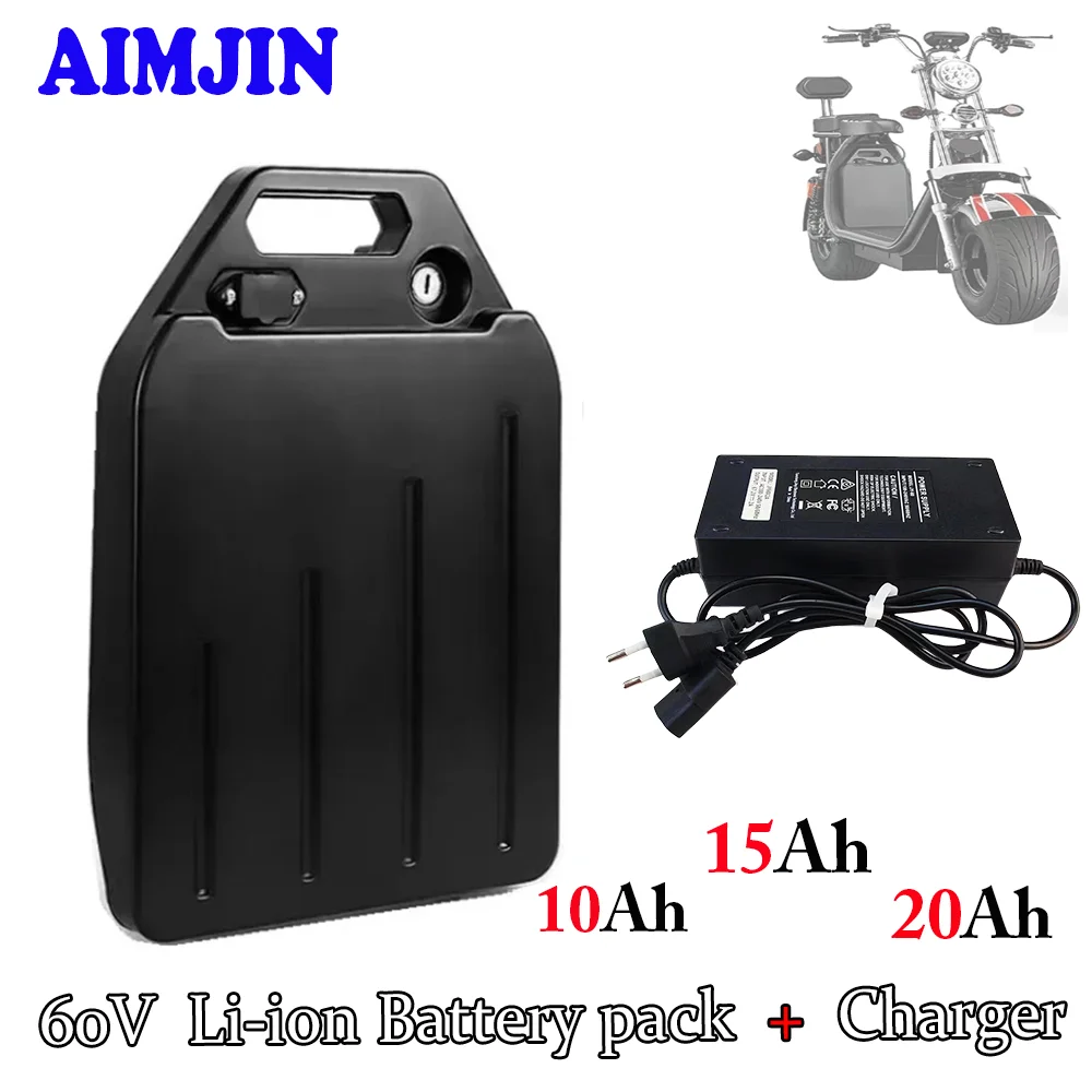 2024 Harley Lithium Battery, 18650 Battery Pack, 60V 10/15/20Ah High Power Rechargeable Battery+Charger