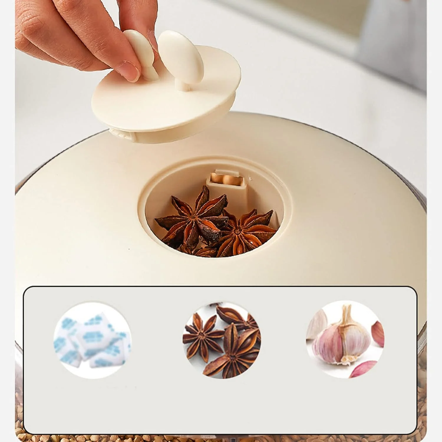 360° Rotating Grain Container Food Dispenser with Measuring Cylinder and Lidded Resistant Household  Storage Containers