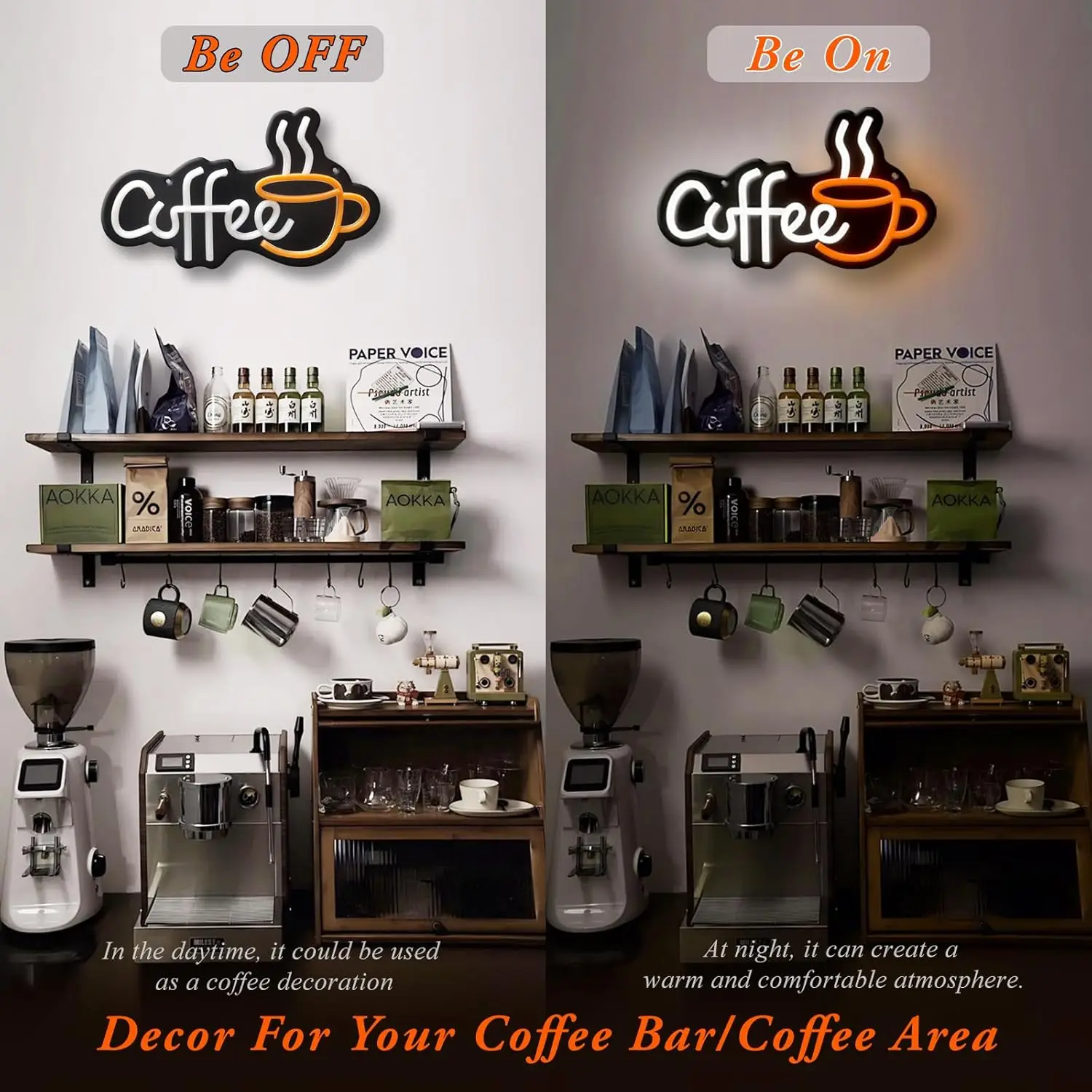 Coffee Neon Sign USB Powered LED Neon Light For Coffee Stantion Cafe Shop Party Art Decoration Advertisement Board Display Sign