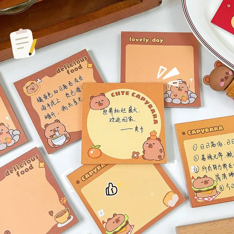 50 Sheets Cute Cartoon Capybara Memo Pad Stickers School Supplies Creative Hand Account Office Non-Sticky Message Paper Toy Gift
