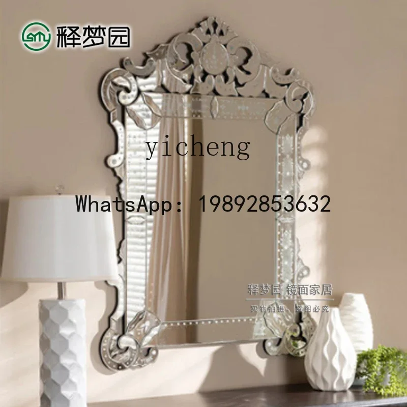 b19carved decorative mirror, porch mirror, bathroom mirror, makeup mirror