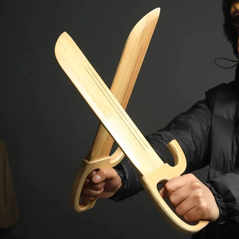 

【2 Pcs】Eight Cutters Wooden Sword Martial Arts Practice Butterfly Double Knife Animation COS Performance Props Unbladed