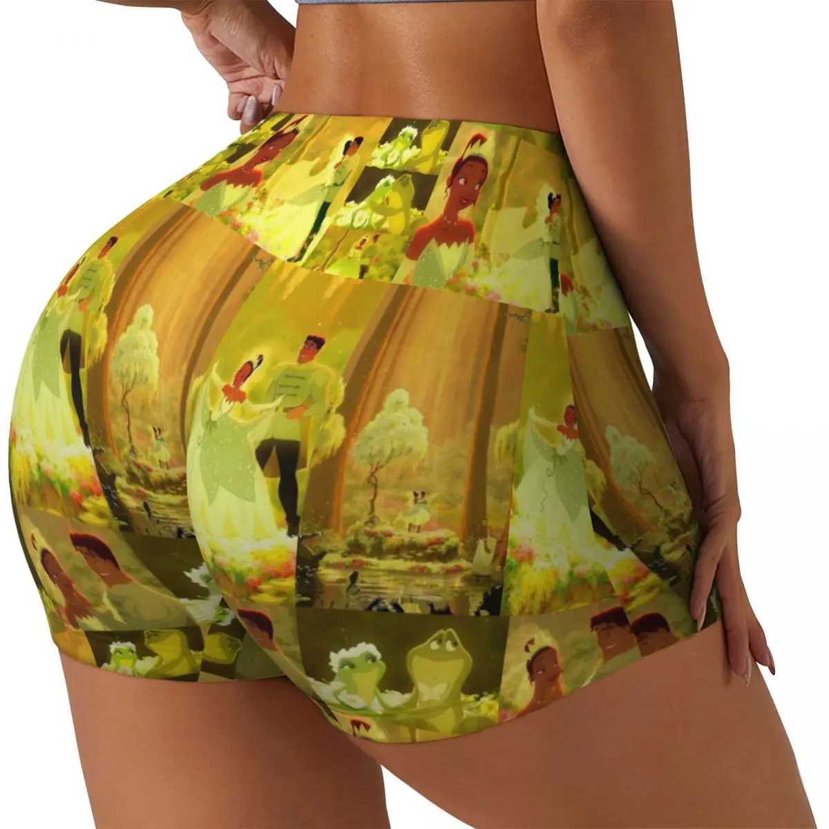 Custom Tiana And The Frog Hawaiian Gym Volleyball Biker Shorts for Women Workout Yoga Shorts