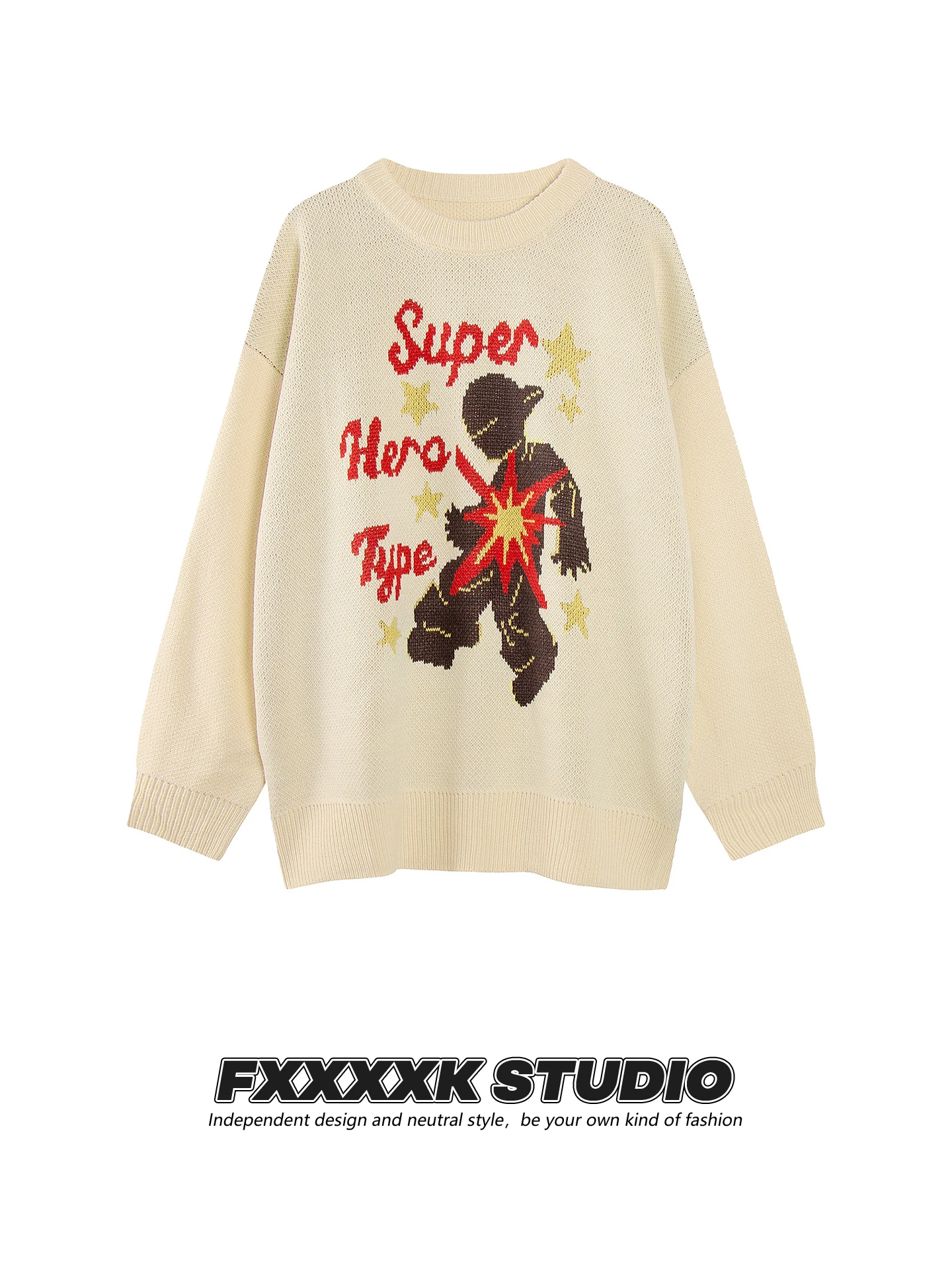 

Свитер унисекс свободного кроя в стиле хип-хоп, вязаный топ для пар, мягкий ретро-стиль для прогулок