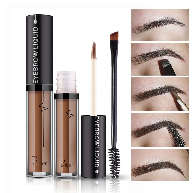 Eyebrow Cream Liquid Eyebrow Enhancer Makeup Waterproof Long Lasting Brown Eye Brow Gel With Brush Set 4 Colors Maquiagem