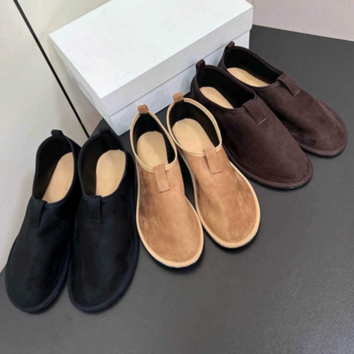 

Jenny&Dave 2026 Minimalist Women's Flats Shoes Fashion Ladies Lycra Silk Neutral Retro Simple Loafers Shoes Women Designer Shoe