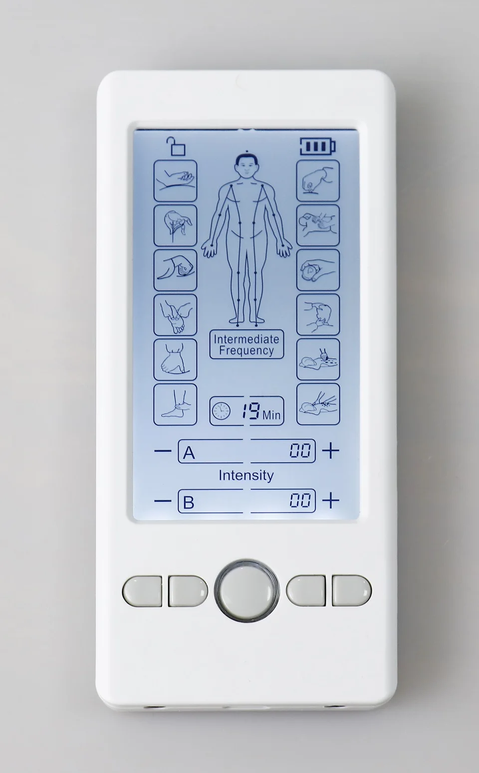 Macchina TENS LCD digitale a impulsi multifunzionali Massaggiatore EMS Stimolatore muscolare elettrico per cuscinetti per massaggio con elettrodi per collo posteriore