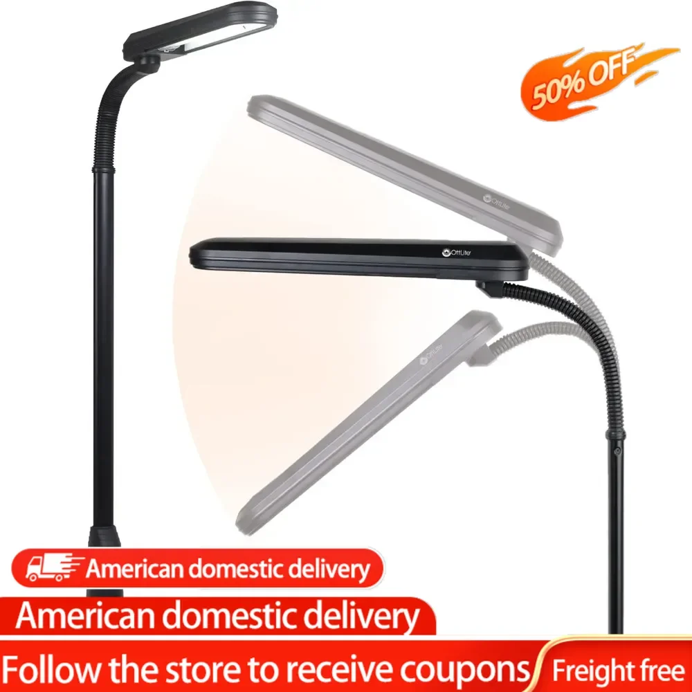 Standing Floor Lamp with Weighted Base & Adjustable Neck - 24w Energy Efficient Light Bulb for Bright Natural Daylight