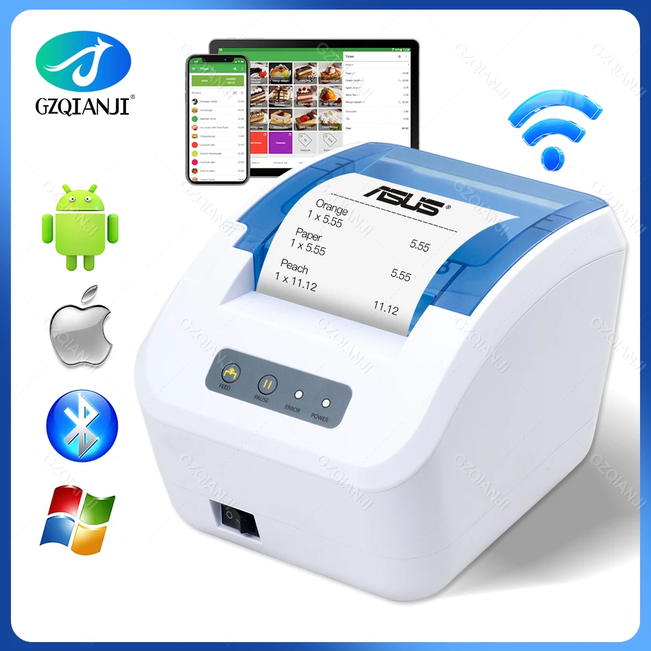 

80mm Thermal Receipt POS Printer 3 inch label Barcode Sticker 1D 2D Printer with Bluetooth Wifi wireless Connection printer