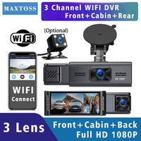 3 Channel Wifi Camera Dash Cam Car DVR FHD 1080P Three Lens Dashcam Vehicle Video Drive Recorder Interior Mini Dvrs Black Box
