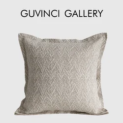 GUVINCI Nature Linen Herringbone Textured Pillow Cover With Wide Brimmed Modern Simple Luxury Cushion Case 50x50cm For Bed Sofa