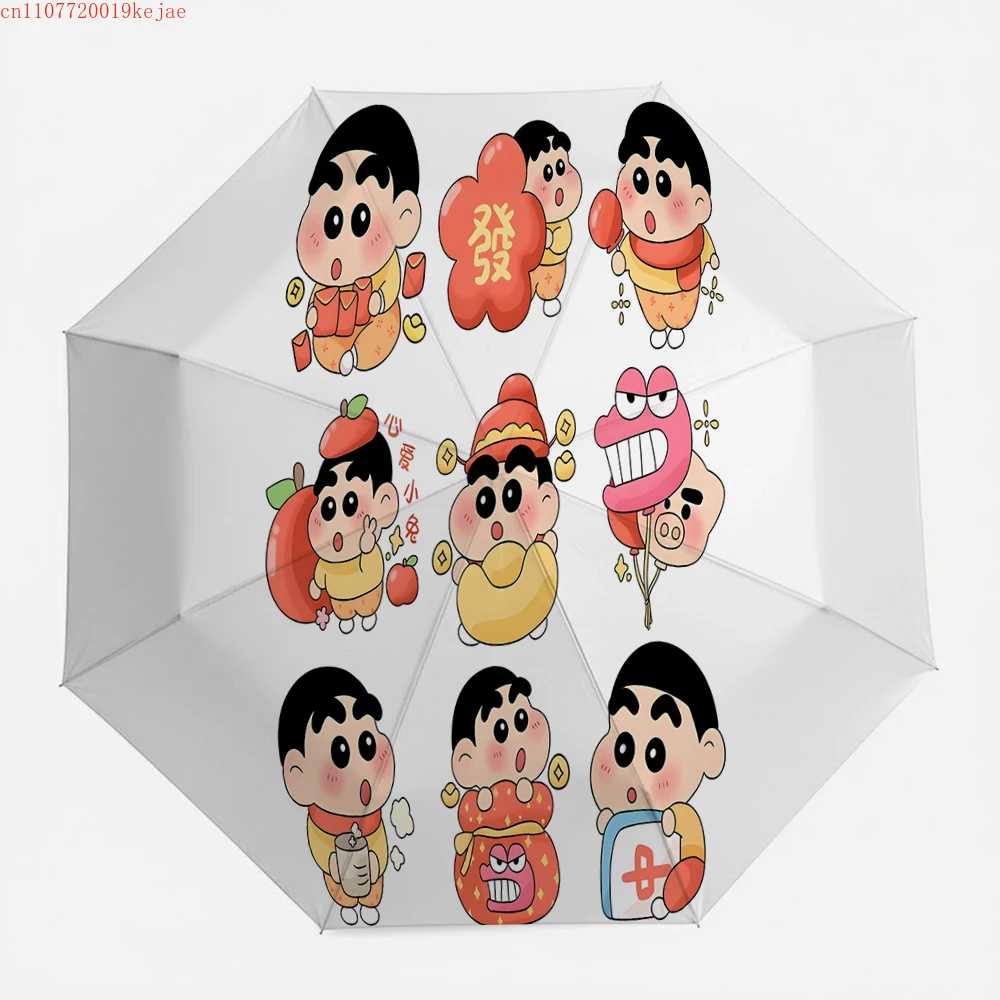 

Crayon Shin-chan Chinese New Year Themed Print Folding Umbrella, Cute Anime Waterproof Umbrella for Rain & Sun