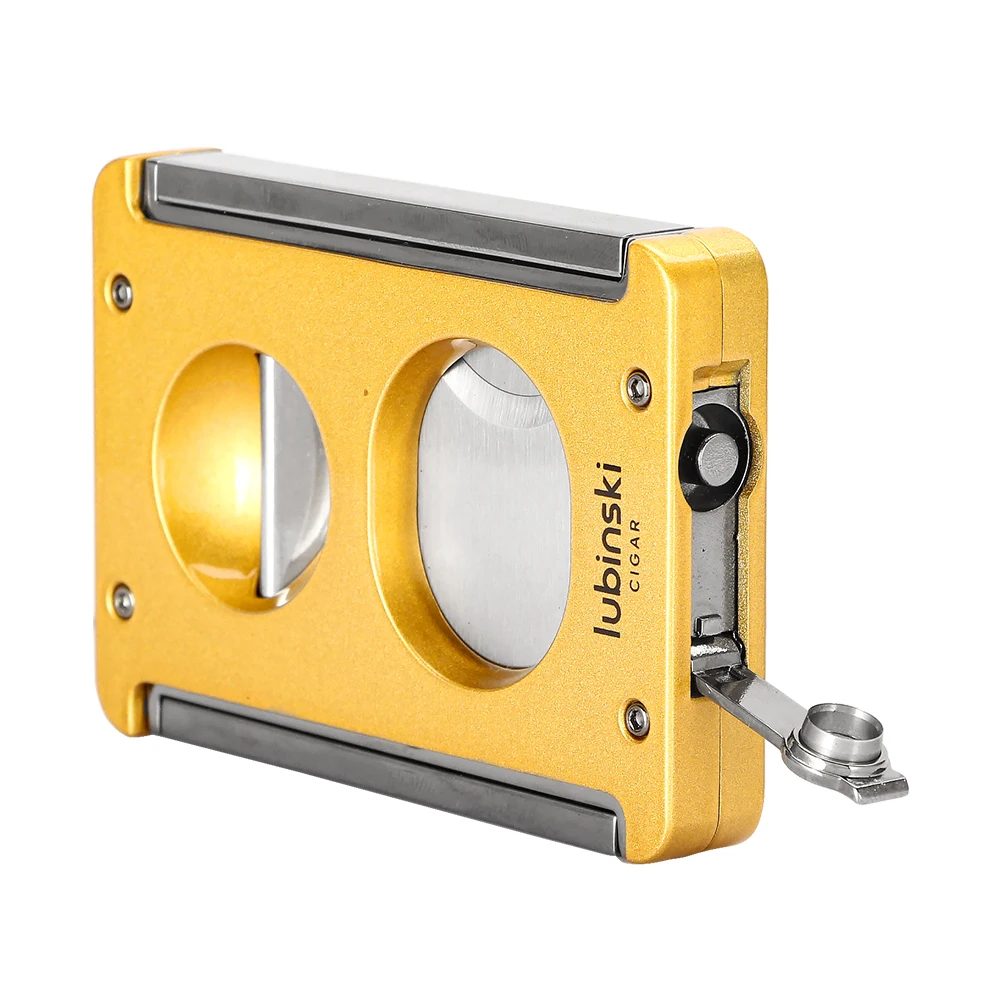Lubinski 4-In-1 Cigar Cutter Sharp Blade Smoking V Cut Cigar Guillotine Metal Cigar Punch Holder Gift Box