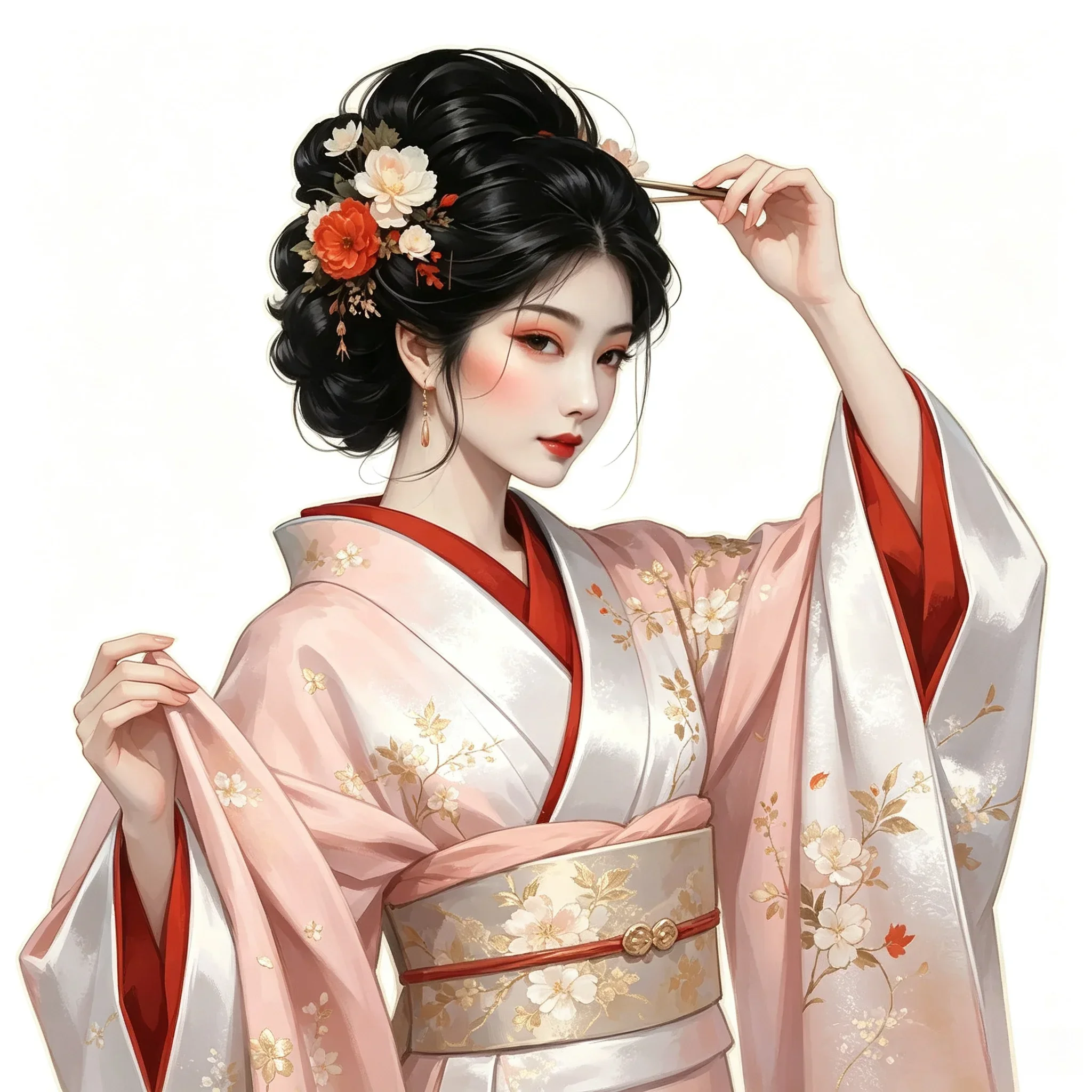 Japanese Kimono Anime Girl Waterproof Vinyl Sticker Decal for Auto Motorcycle Fridge Desk Window Exterior Decor Accessories