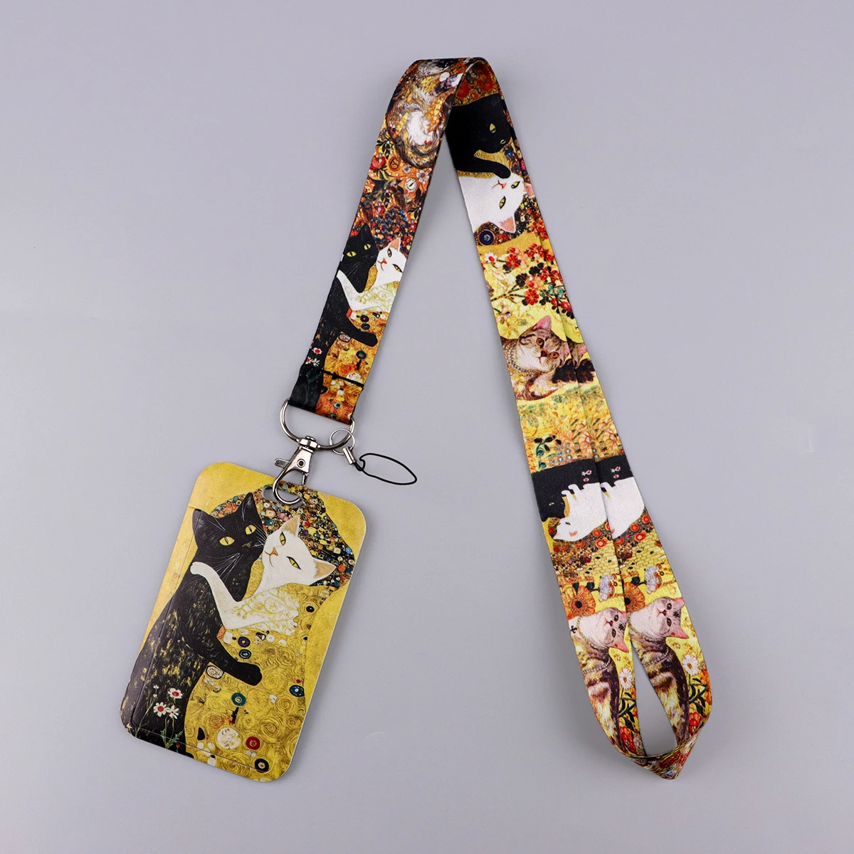 Cute Cat Art Credential Holder Kiss Cat Print Lanyards for Key Neck Strap For Card Badge Gym Keychain Keyring Accessories Gifts