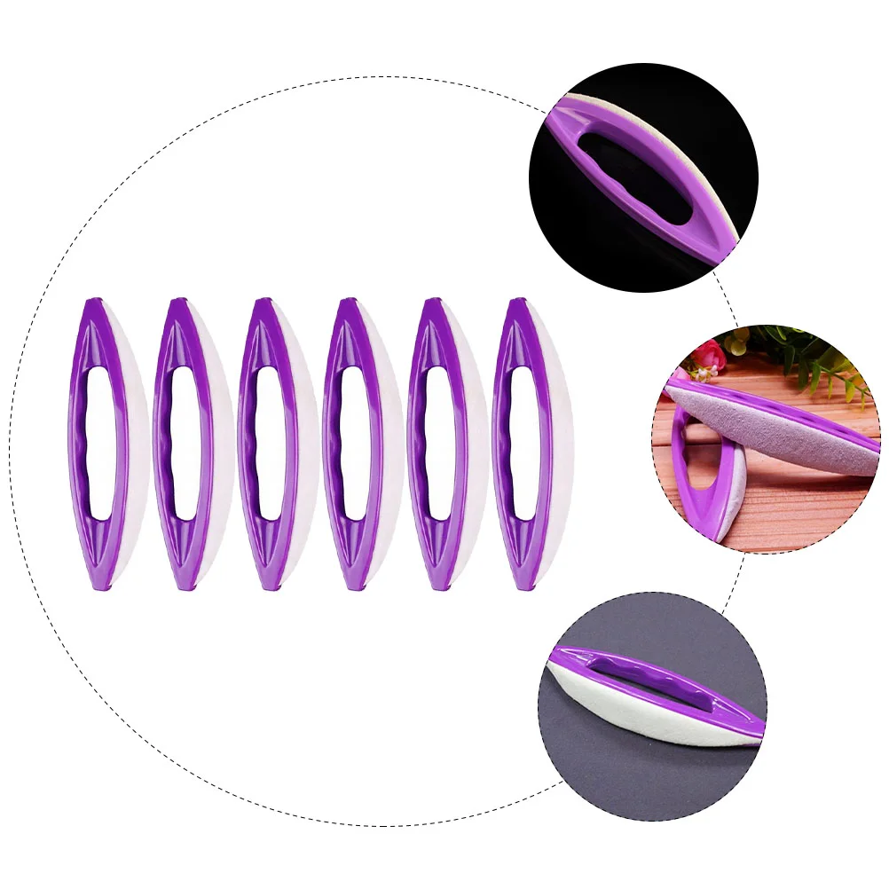 6Pcs Nail Buffer Set Purple Sheepskin Waxing Brush For Durable Portable Polishing Tool Nail Art Brush Lightweight Travel Kit