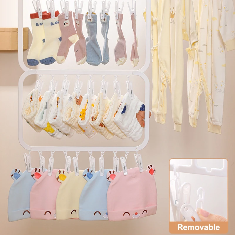 Tendedero de calcetines con 18/26 Clips, ropa interior, toalla de Saliva para bebé, ahorro de espacio, multifuncional, dormitorio doméstico, lavandería para estudiantes