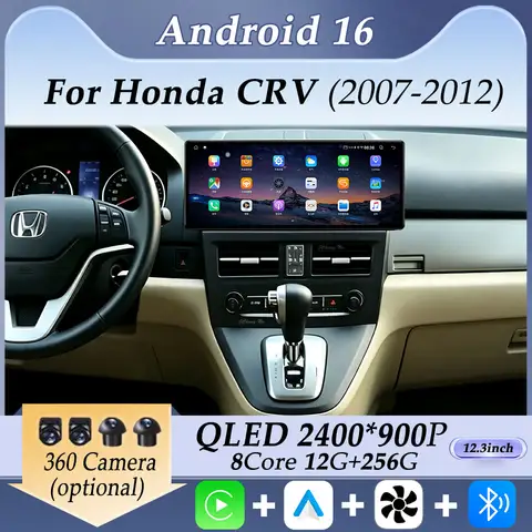 CarPlay Android for Honda CRV 2007 - 2012 Ultra-thin Screen Car Radio Multimedia Player GPS Navigation WIFI Split Touch Screen