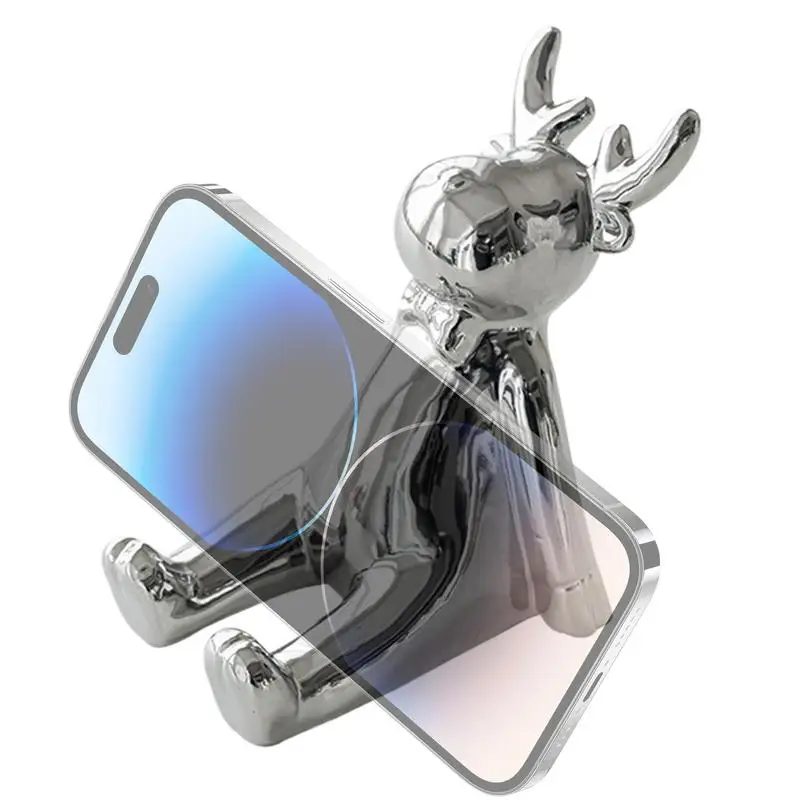 

Phone Stand For Desk Deer Shape Mobile Phone Stand Ceramic Electronics Support Stable Animal Figure For Dormitory Home Library