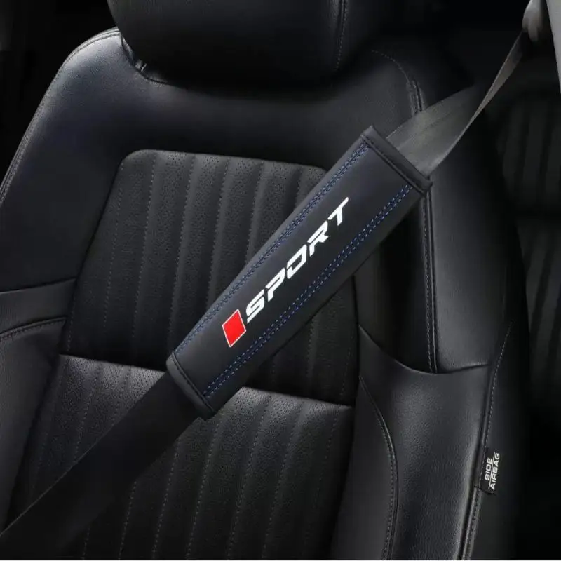 [S]PU Leather Car Seat Belt Shoulder Pad Soft Comfortable Cushion Sport Logo Print For Daily Driving Long Trips Fits Most Cars view 5