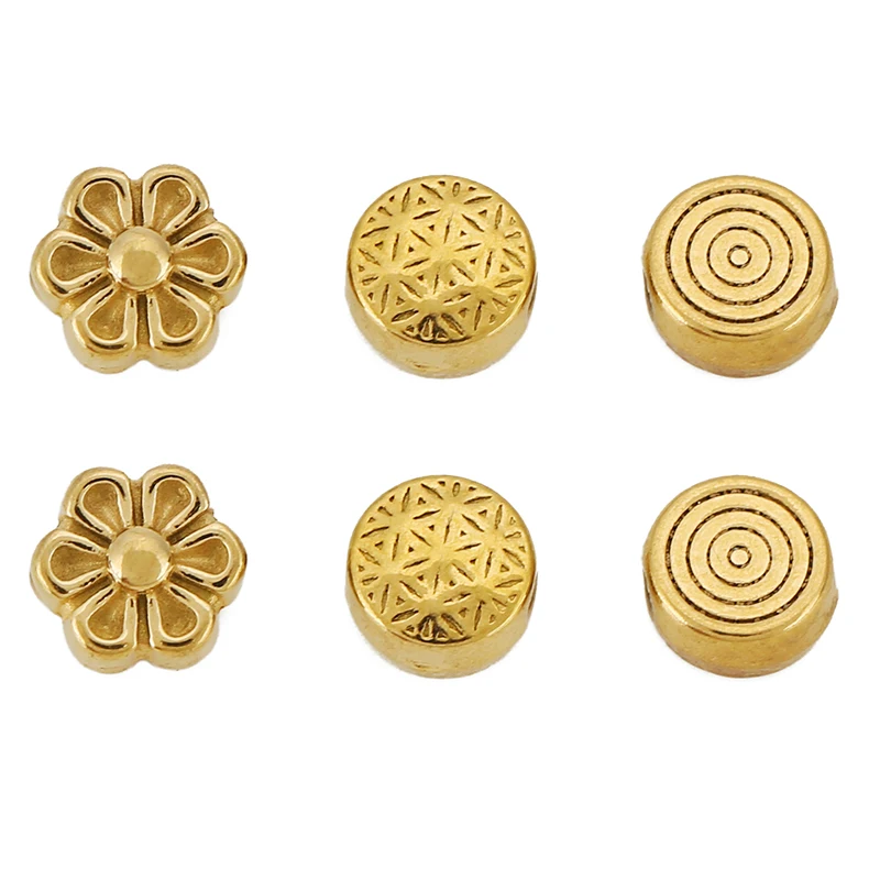 

10 шт. бусин для ожерелья с большим отверстием 6 мм, PVD-покрытие, не выцветающие, из нержавеющей стали, разделительные бусины для изготовления украшений своими руками, материалы для браслетов