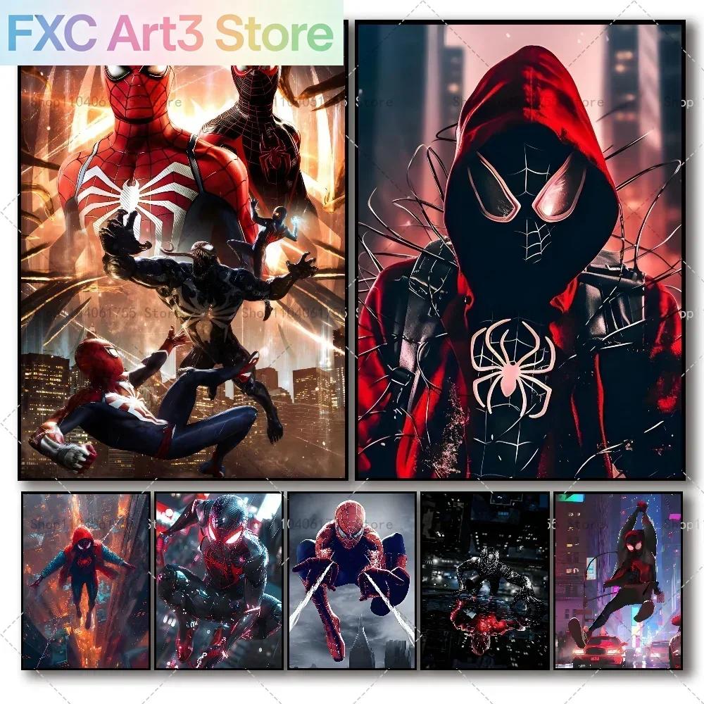 1PC frameless Canvas,Marvel Classic Movie SpiderMan Wall Art Posters Avengers Superhero Home Decor Canvas Painting Picture Print